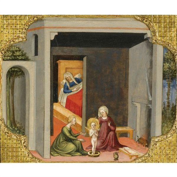 The Birth Of St. Nicholas Of Bari Oil Painting by  Bicci di Lorenzo