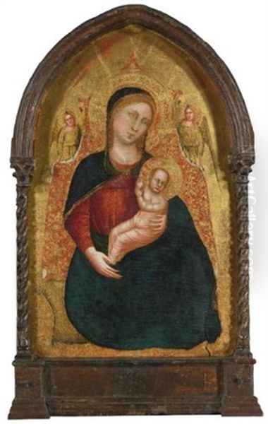 Madonna Of Humility With Two Angels Oil Painting by Lorenzo di Bicci