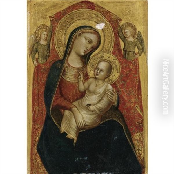 Madonna And Child With Two Angels Oil Painting by Lorenzo di Bicci