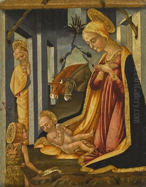 The Adoration Of The Christ Child With The Young Saint John The Baptist Oil Painting by Neri di Bicci