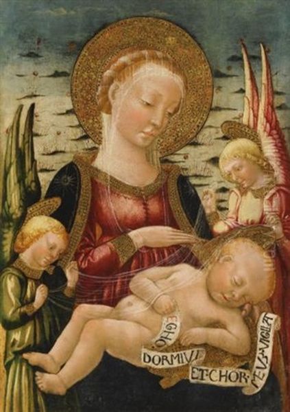 The Madonna And Child With Two Attendant Angels Oil Painting by Neri di Bicci