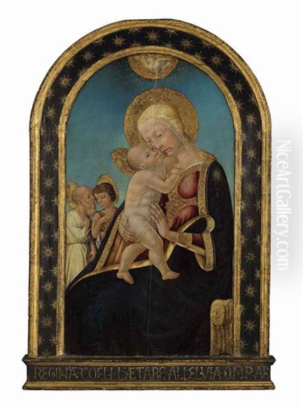 The Madonna And Child With Saints Jerome And John The Baptist Oil Painting by Neri di Bicci