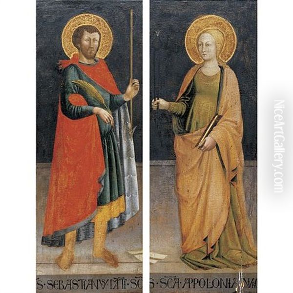 Saints Sebastian And Apollonia (pair) Oil Painting by Neri di Bicci