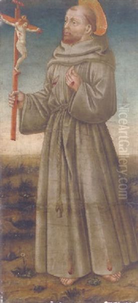 Saint Francis Contemplating The Crucifix Oil Painting by Neri di Bicci