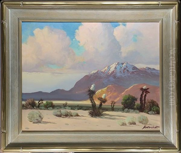 Desert With Joshua Trees Oil Painting by George Sanders Bickerstaff