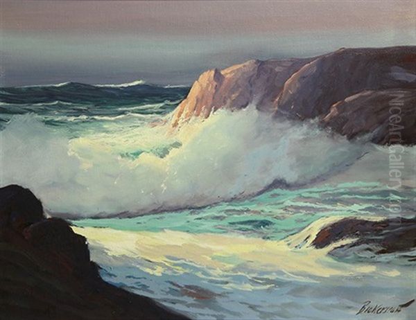 Crashing Wave In Sunlight Oil Painting by George Sanders Bickerstaff