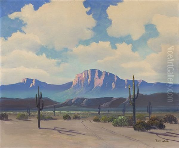 Superstition Mountain, Arizona Oil Painting by George Sanders Bickerstaff