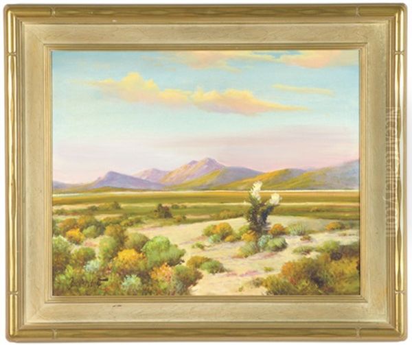 Desert Landscape In Bloom Oil Painting by George Sanders Bickerstaff