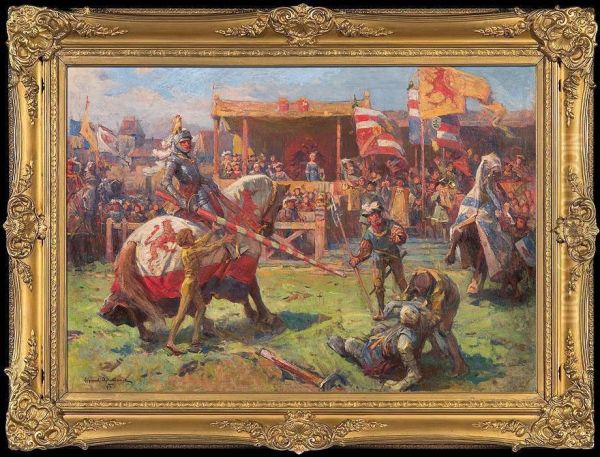 At The Tournament Oil Painting by Sigismund Ajdukiewicz