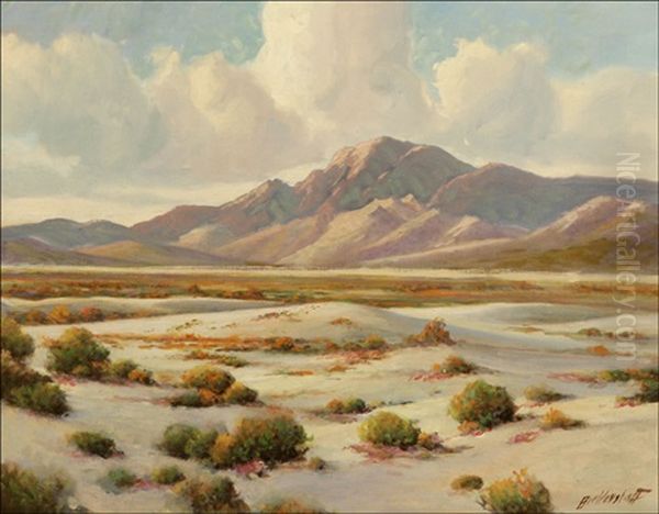 Desert Tranquility, Verbena In Landscape Oil Painting by George Sanders Bickerstaff