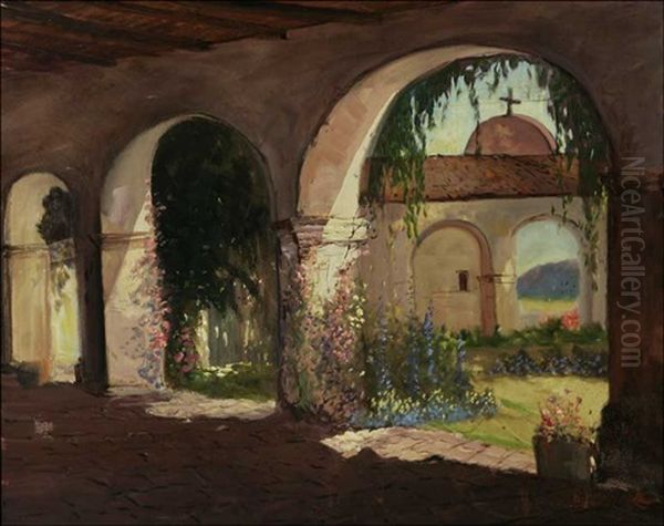 Capistrano Mission Oil Painting by George Sanders Bickerstaff