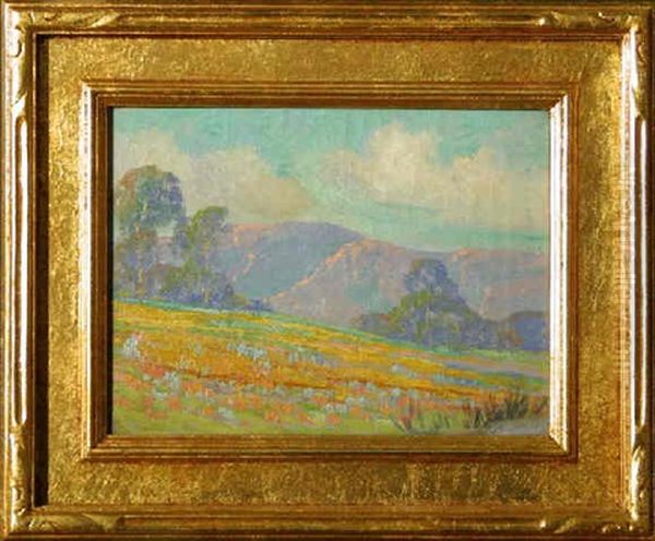 Flower Fields In Foothill Landscape Oil Painting by George Sanders Bickerstaff