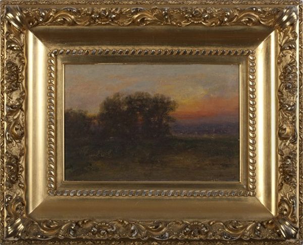 Landscape With Thicket Of Trees At Sunset Oil Painting by Albion Harris Bicknell