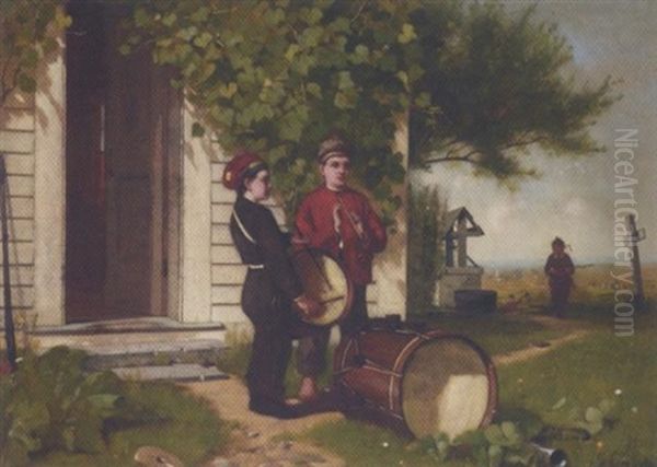 The Drummer And The Fife Player Oil Painting by Albion Harris Bicknell