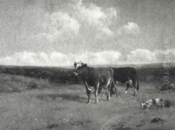 Cattle In A Field Oil Painting by Albion Harris Bicknell