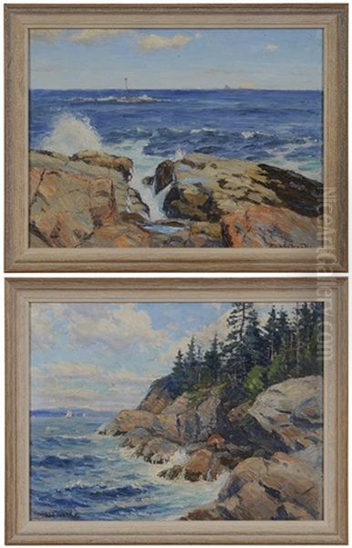 Castine, Maine, Two Seascapes: Winona Cliff Oil Painting by Evelyn M. Bicknell