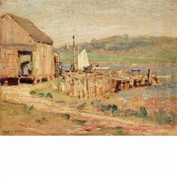 Old Fish Wharf, Cape Cod Oil Painting by Frank Alfred Bicknell