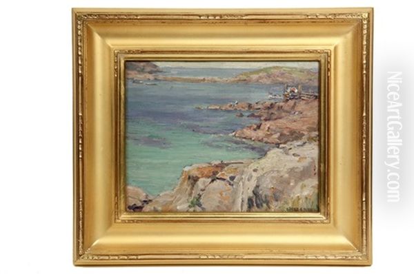 The Harbor, Monhegan Oil Painting by Frank Alfred Bicknell