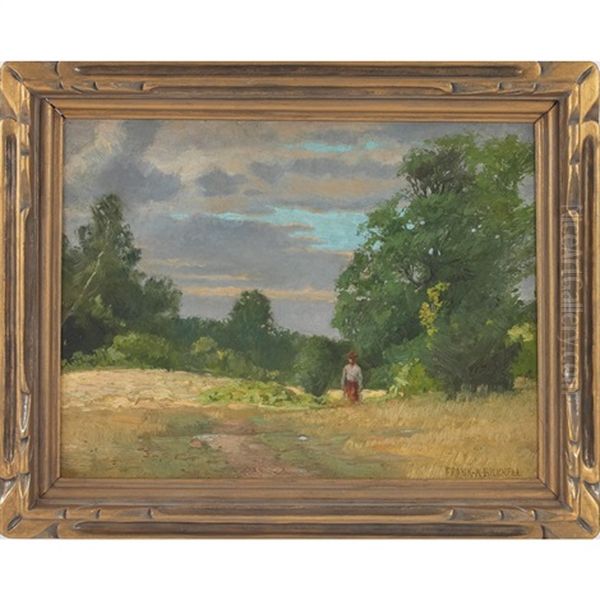 Man In Landscape Oil Painting by Frank Alfred Bicknell