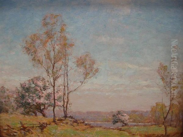 Landscape With Trees And A River Oil Painting by Frank Alfred Bicknell