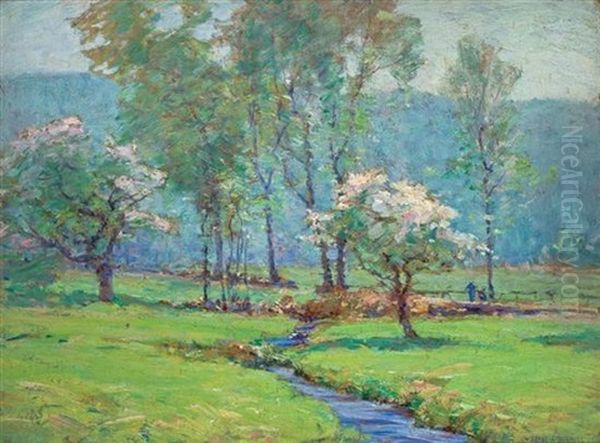 Apple Bloom, Wilton, New Hampshire Oil Painting by Frank Alfred Bicknell