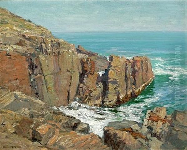 Ogunquit Maine, Coastal Landscape Oil Painting by Frank Alfred Bicknell