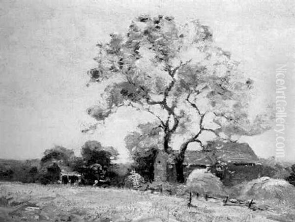 Red Barns Oil Painting by Frank Alfred Bicknell