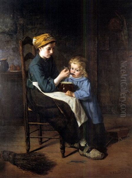 Mutter Mit Kind Oil Painting by Henri Bidauld