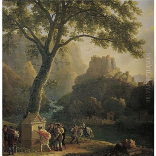 Francois I By The Fountain Of Vaucluse Oil Painting by Jean Pierre Xavier Bidauld