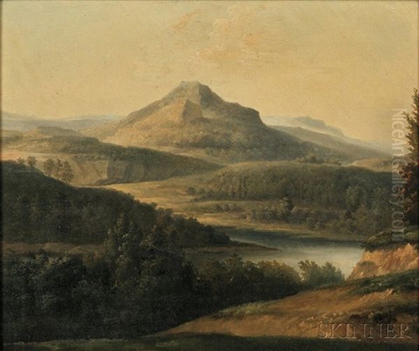 Landscape With River And Mountain Oil Painting by Jean Joseph Xavier Bidault