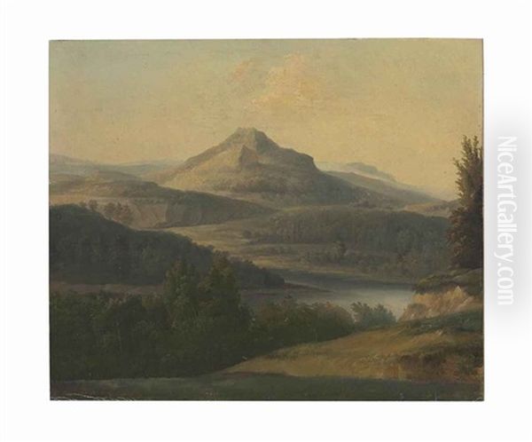 An Extensive Landscape With A River And Mountain Beyond Oil Painting by Jean Joseph Xavier Bidault