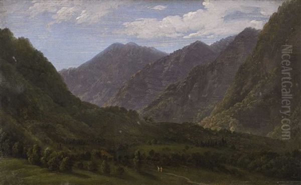 Mountain Landscape Oil Painting by Jean Joseph Xavier Bidault