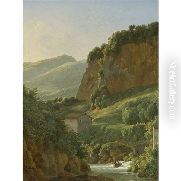 View Of The Ravine At San Cosimato by Jean Joseph Xavier Bidault