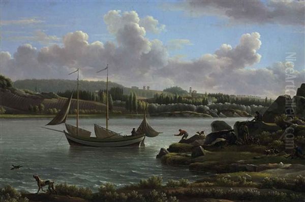 The Departure For The Hunt Oil Painting by Jean Joseph Xavier Bidault