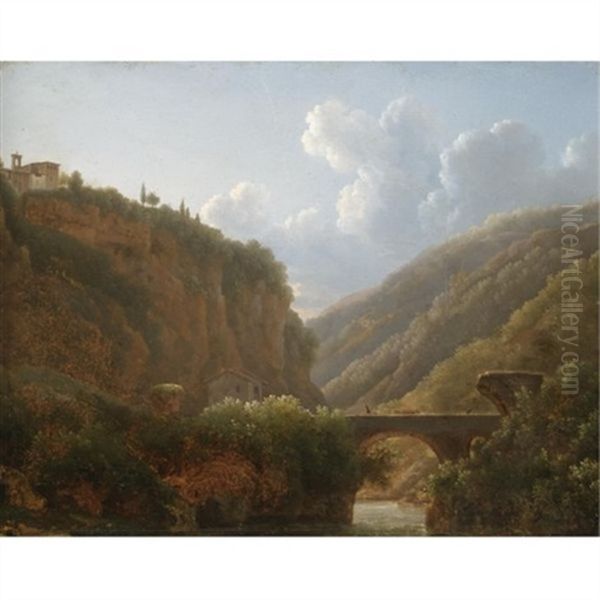 A View Of The Monastery Of San Cosimato, To The North Of Rome Oil Painting by Jean Joseph Xavier Bidault