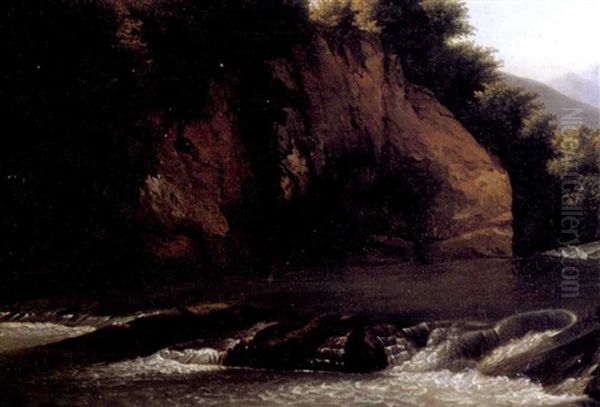 Paysage De Cascatelles Oil Painting by Jean Joseph Xavier Bidault