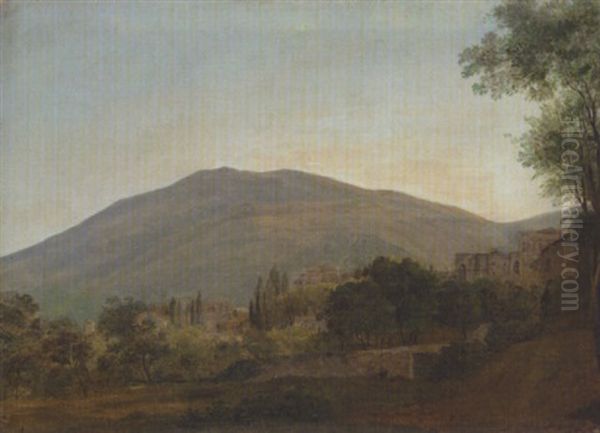 An Italiante Landscape With A Town Before A Hill Oil Painting by Jean Joseph Xavier Bidault