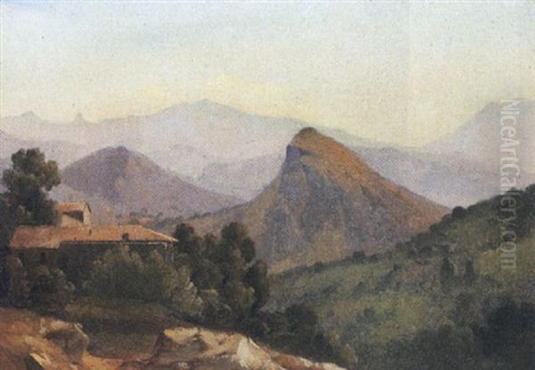 Vue D'italie Oil Painting by Jean Joseph Xavier Bidault