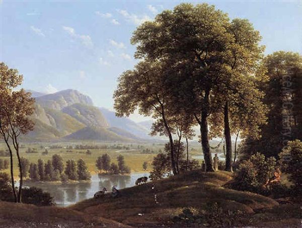 Paysage Classique Avec Un Autel Au Dieu Pan Oil Painting by Jean Joseph Xavier Bidault