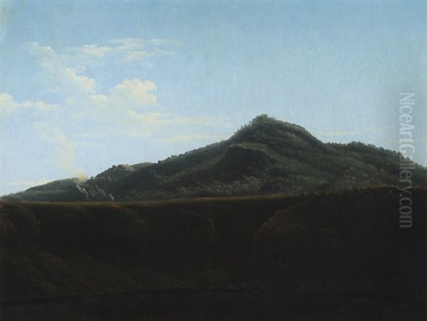 A View Of Monte Cavo From Lake Albano Oil Painting by Jean Joseph Xavier Bidault