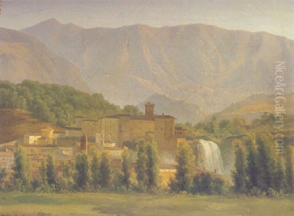 View Of The Isola Di Sora Oil Painting by Jean Joseph Xavier Bidault