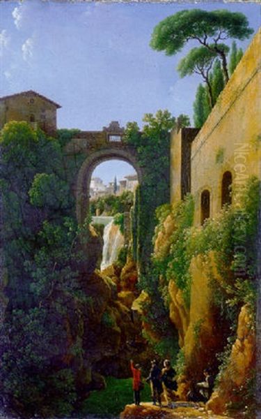 The Ponte Rocco, Tivoli Oil Painting by Jean Joseph Xavier Bidault