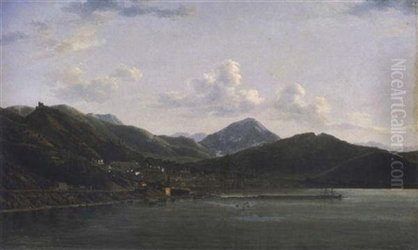 Landscape With A View Of Salerno Oil Painting by Jean Joseph Xavier Bidault