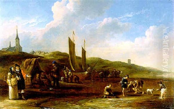 Der Strand Von Scheveningen Oil Painting by Cornelis de Bie