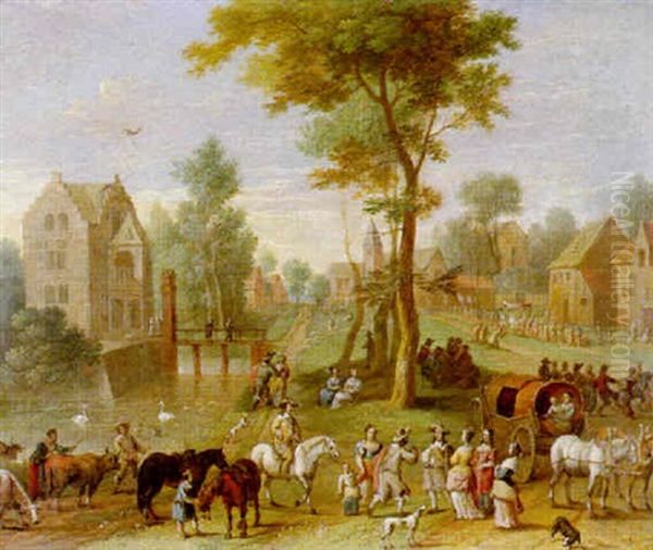 La Promenade De Long Du Canal Oil Painting by Erasmus de Bie