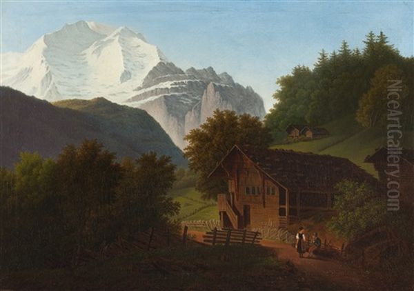 Blick Auf Das Jungfraumassiv Oil Painting by Johann Jakob Biedermann