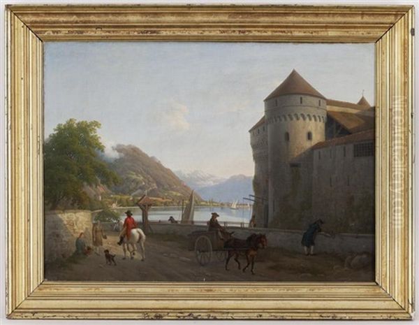 Le Chateau De Chillon Oil Painting by Johann Jakob Biedermann