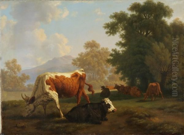 Landliche Idylle Oil Painting by Johann Jakob Biedermann