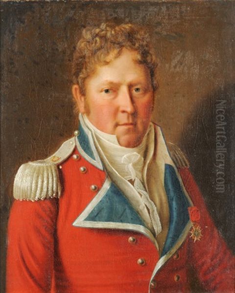 Portrait Von Fridolin Anton Freuler In Der Uniform Eines Obersten Des 4. Napoleonischen Schweizerregiments Oil Painting by Johann Jakob Biedermann