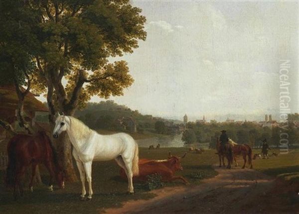 Blick Von Der Waid Auf Zurich Oil Painting by Johann Jakob Biedermann